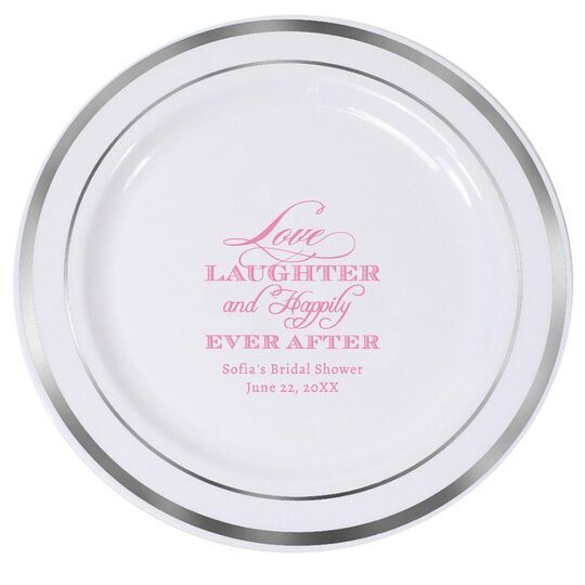 Love Laughter Ever After Premium Banded Plastic Plates